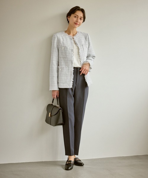 セレモニー・通勤対応/ツイードジャケット/リンクコーデ（ノーカラー