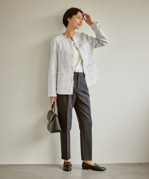 セレモニー・通勤対応/ツイードジャケット/リンクコーデ（ノーカラー