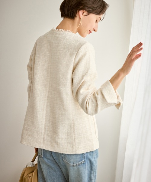 セレモニー・通勤対応/ツイードジャケット/リンクコーデ（ノーカラー