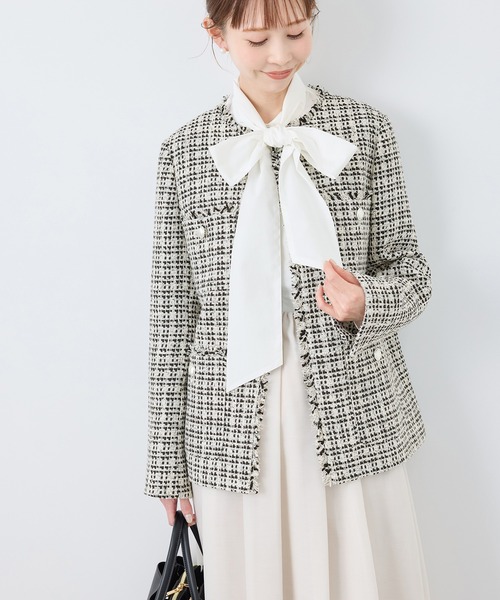 セール】セレモニー・通勤対応/ツイードジャケット/リンクコーデ（ノー