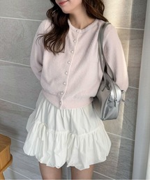 CLEAR BASIC | ラメフェザーパールボタンニットカーディガン[キラキラ] ≪2025SS新作≫(カーディガン/ボレロ)