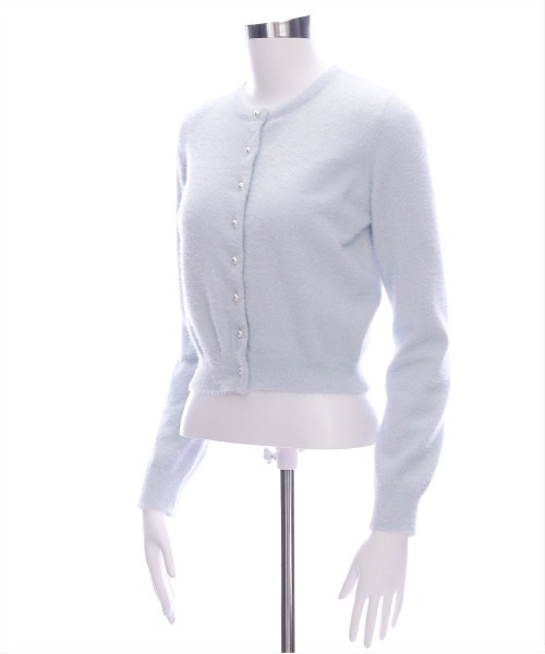 CLEAR BASIC（クリアベーシック）の「ラメフェザーパールボタンニットカーディガン[キラキラ オフィスカジュアル 着回し抜群]（カーディガン/ボレロ・レディース・ライトグレー/オフホワイト/サックスブルー/ピンク/ラベンダー・F）」の13枚目の写真
