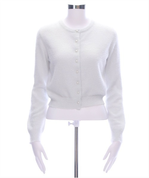 CLEAR BASIC（クリアベーシック）の「ラメフェザーパールボタンニットカーディガン[キラキラ オフィスカジュアル 着回し抜群]（カーディガン/ボレロ・レディース・ライトグレー/オフホワイト/サックスブルー/ピンク/ラベンダー・F）」の21枚目の写真