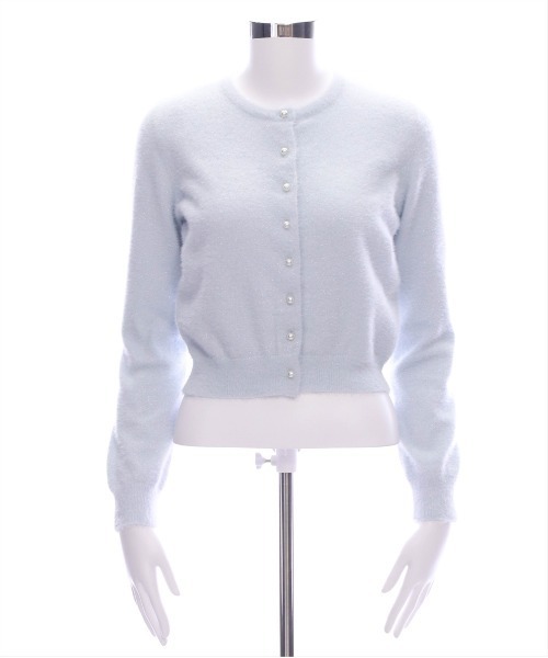 CLEAR BASIC（クリアベーシック）の「ラメフェザーパールボタンニットカーディガン[キラキラ オフィスカジュアル 着回し抜群]（カーディガン/ボレロ・レディース・ライトグレー/オフホワイト/サックスブルー/ピンク/ラベンダー・F）」の22枚目の写真
