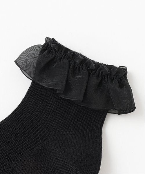 petit main（プティマイン）の「シースルーフリルソックス（ソックス/靴下・キッズ・オフホワイト/ブラック・L/M/S）」の7枚目の写真