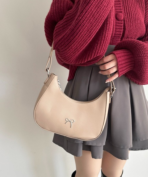 apres jour（アプレジュール）の「【apres jour×ARIAZ】リボンムーンバッグ（ハンドバッグ・レディース・ブラック/ホワイト/ピンク系その他・FREE）」の3枚目の写真