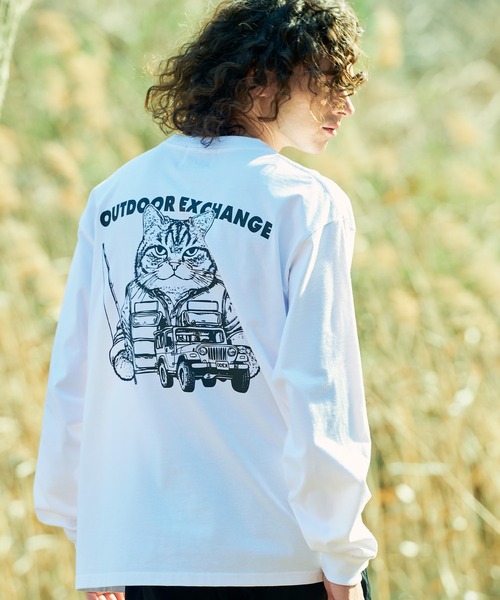 OUTDOOR EXCHANGE(アウトドアエクスチェンジ)の「【OUTDOOR EXCHANGE/アウトドアエクスチェンジ】アニマルバックプリントクルーネックロンT オーバーサイズ(Tシャツ/カットソー・メンズ・スミクロ/ホワイト・MEDIUM/LARGE)」の22枚目の写真