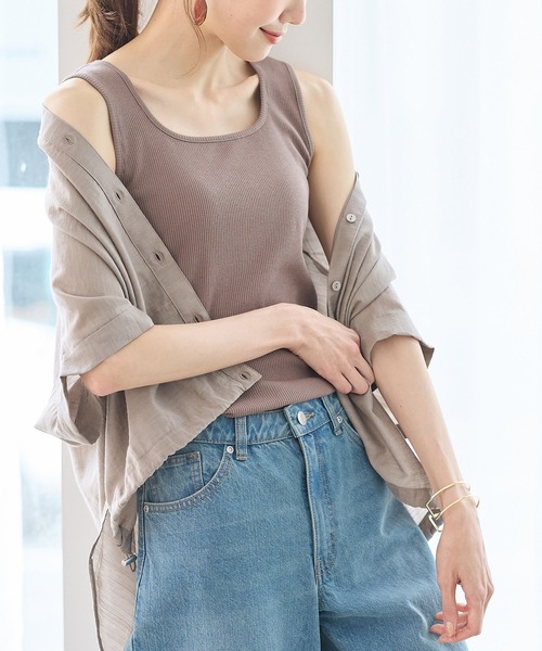 Honeys(ハニーズ)の「【UVカット】前後2wayタンクトップ(タンクトップ・レディース・イエロー/スミクロ/ベージュ/ブルー/アイボリー/ホワイト×ブラック/ブラック/モカ・L/LL/M/S)」の5枚目の写真