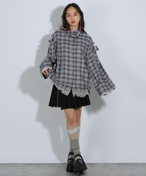 HARE BIGチェックガラシャツ&ピアス BIGチェックガラシャツ(HARE)（シャツ/ブラウス）｜HARE（ハレ