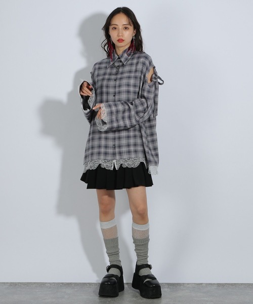 【美品】HARE　BIGダメージチェックシャツ　グレー　ブラウス　ヴィンテージ HARE｜BIGダメージチェックシャツ | Rakuten Fashion(楽天