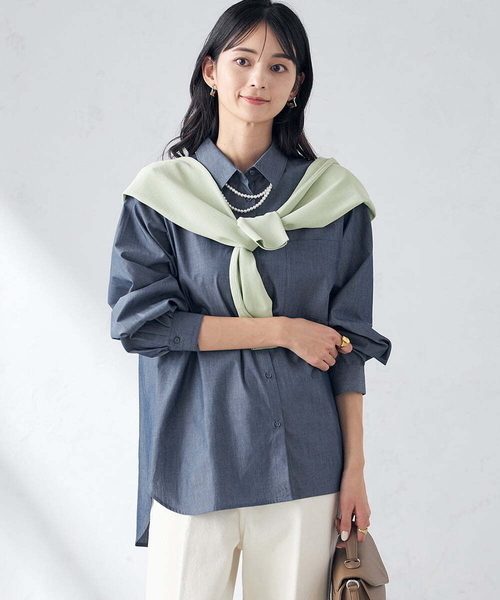 a.v.v（アーヴェヴェ）の「コットンベーシックシャツ（シャツ/ブラウス・レディース・ホワイト/ミント/ネイビー・38/36/40/42/34）」の3枚目の写真