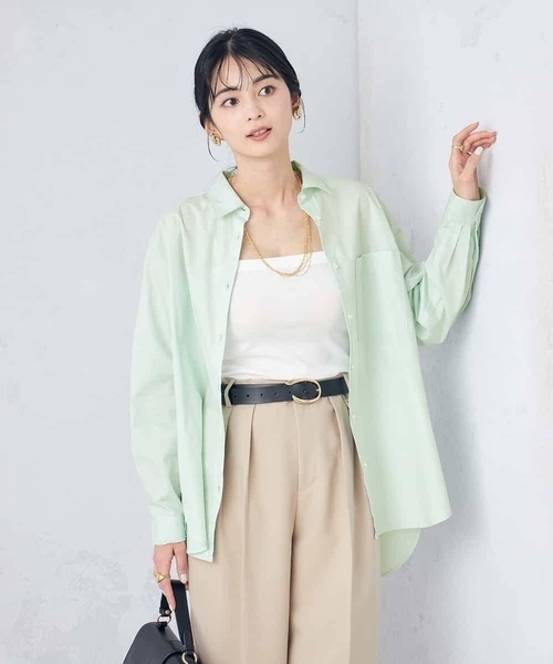 a.v.v（アーヴェヴェ）の「コットンベーシックシャツ（シャツ/ブラウス・レディース・ホワイト/ミント/ネイビー・38/36/40/42/34）」の4枚目の写真