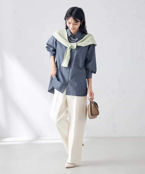 a.v.v（アーヴェヴェ）の「コットンベーシックシャツ（シャツ/ブラウス・レディース・ホワイト/ミント/ネイビー・38/36/40/42/34）」の19枚目の写真