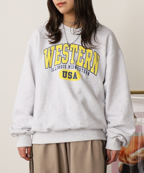 ROOPTOKYO(ループトウキョウ)の「USA College Logo Print Sweatshirt / USAカレッジロゴプリント スウェット ルーズシルエット(スウェット・レディース・グレー/ライトグレー/ネイビー・FREE)」の14枚目の写真