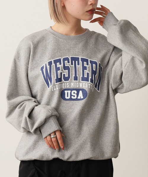 ROOPTOKYO(ループトウキョウ)の「USA College Logo Print Sweatshirt / USAカレッジロゴプリント スウェット ルーズシルエット(スウェット・レディース・グレー/ライトグレー/ネイビー・FREE)」の17枚目の写真