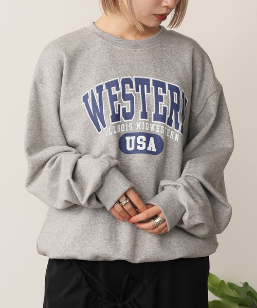 ROOPTOKYO(ループトウキョウ)の「USA College Logo Print Sweatshirt / USAカレッジロゴプリント スウェット ルーズシルエット(スウェット・レディース・グレー/ライトグレー/ネイビー・FREE)」の18枚目の写真