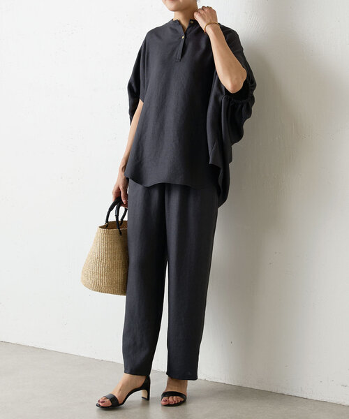 BEARDSLEY（ビアズリー）の「麻調合繊ストレートパンツ（その他パンツ・レディース・チャコールグレー/ベージュ・0/1/2）」の3枚目の写真