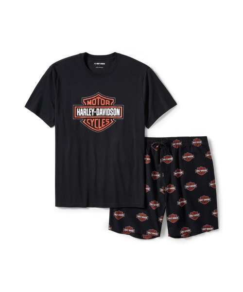 Harley-Davidson(ハーレーダビッドソン)の「バー&シールド柄パジャマショーツセット(Tシャツ/カットソー・メンズ・ブラック系その他・SMALL/MEDIUM/LARGE/X-LARGE)」の2枚目の写真