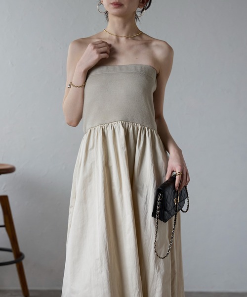 so.77wolf&rita ワンピース　トップス2021aw 2y ニット×タフタベアワンピース（ワンピース）｜each（イーチ）の