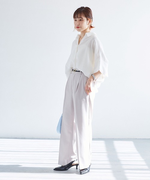 セール】【WEB限定】バックシャンスキッパーブラウス（シャツ
