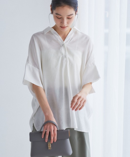 セール】【WEB限定】バックシャンスキッパーブラウス（シャツ