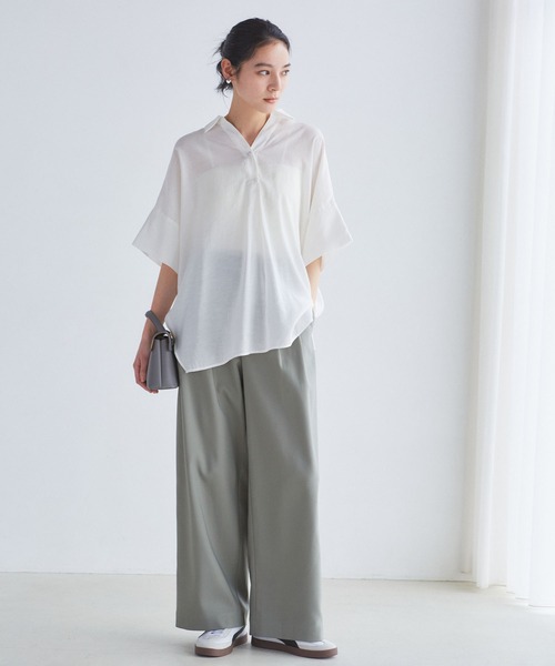 セール】【WEB限定】バックシャンスキッパーブラウス（シャツ