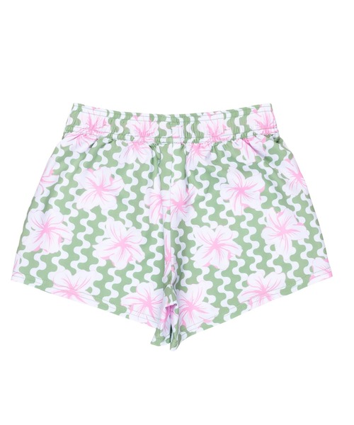 ROXY（ロキシー）の「PARTY WAVES BOARDSHO /ロキシーキッズウエストゴムハイビスカス柄ボードショーツ（水着）（水着・キッズ・グリーン・130/140/150）」の3枚目の写真