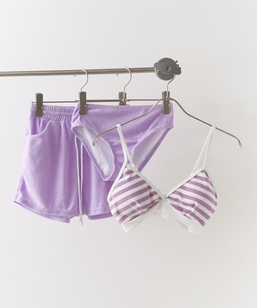 セール】パイルボーダービキニ＆ショートパンツ 水着セット（水着