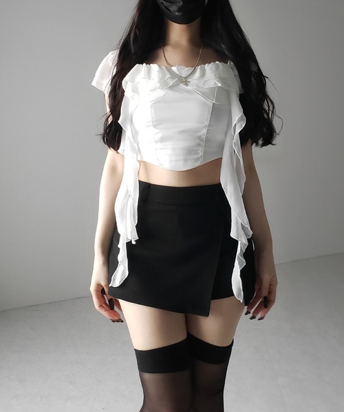 ミニスカート [SMIEUR] LAYER SKIRT Stripe layered pleated skirt/ストライプレイヤードスカート