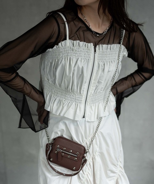 CREARE -LINO-（クレアーレリノ）の「〈レディース商品〉シャーリングビスチェ（チューブトップ・レディース・ベージュ/ホワイト/グレー/ブラック・FREE）」の2枚目の写真