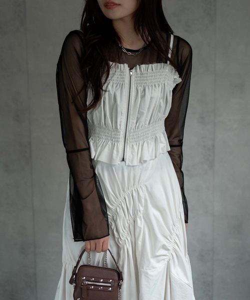 CREARE -LINO-（クレアーレリノ）の「〈レディース商品〉シャーリングビスチェ（チューブトップ・レディース・ベージュ/ホワイト/グレー/ブラック・FREE）」の18枚目の写真