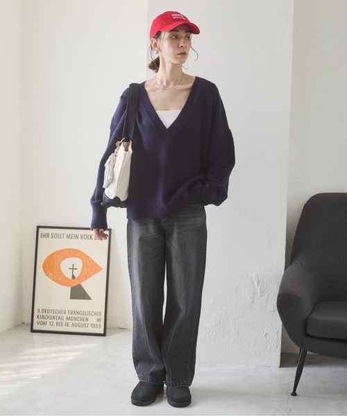 ハイウエスト ワイド ストレート デニム パンツ《詳細動画あり