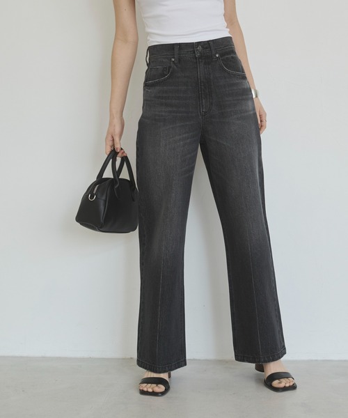 ANGIE（アンジー）の「ハイウエスト ワイド ストレート デニム  パンツ《詳細動画あり》（デニムパンツ・レディース・ライトベージュ/ブラック系その他/ブルー/ネイビー・SMALL/MEDIUM/LARGE）」の16枚目の写真