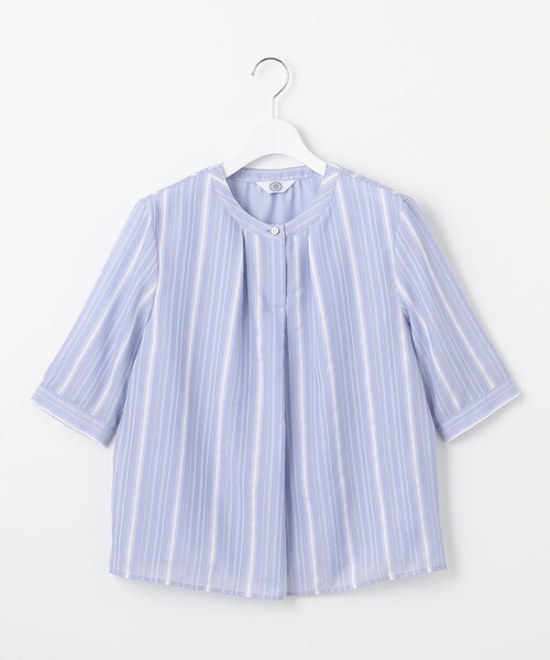 J.PRESS Ladies（J.プレス レディス）の「【洗える】SHEERストライプ クルーネック ブラウス（シャツ/ブラウス・レディース・ホワイト系1/サックスブルー系1・XS）」の10枚目の写真