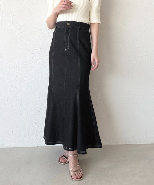 apres jour（アプレジュール）の「デニムマーメイドスカート（スカート・レディース・ブラック/インディゴブルー・SMALL/LARGE/MEDIUM）」の2枚目の写真