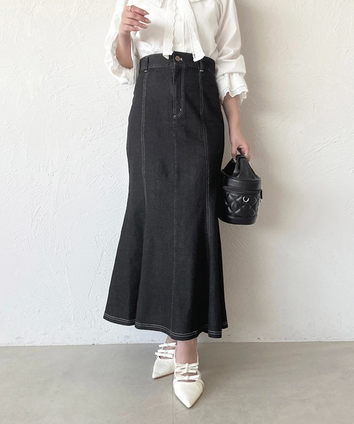 apres jour（アプレジュール）の「デニムマーメイドスカート（スカート・レディース・ブラック/インディゴブルー・SMALL/LARGE/MEDIUM）」の9枚目の写真