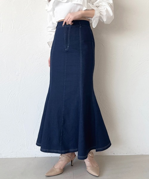 apres jour（アプレジュール）の「デニムマーメイドスカート（スカート・レディース・ブラック/インディゴブルー・SMALL/LARGE/MEDIUM）」の14枚目の写真