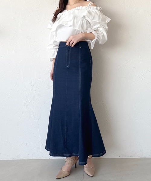 apres jour（アプレジュール）の「デニムマーメイドスカート（スカート・レディース・ブラック/インディゴブルー・SMALL/LARGE/MEDIUM）」の16枚目の写真