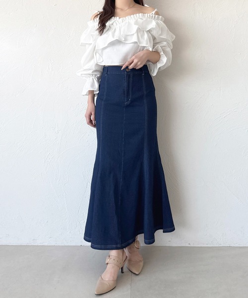 apres jour（アプレジュール）の「デニムマーメイドスカート（スカート・レディース・ブラック/インディゴブルー・SMALL/LARGE/MEDIUM）」の17枚目の写真