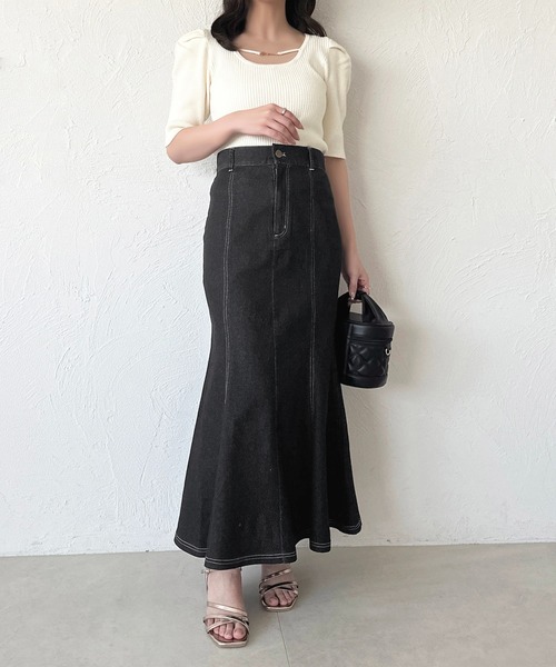 apres jour（アプレジュール）の「デニムマーメイドスカート（スカート・レディース・ブラック/インディゴブルー・SMALL/LARGE/MEDIUM）」の6枚目の写真