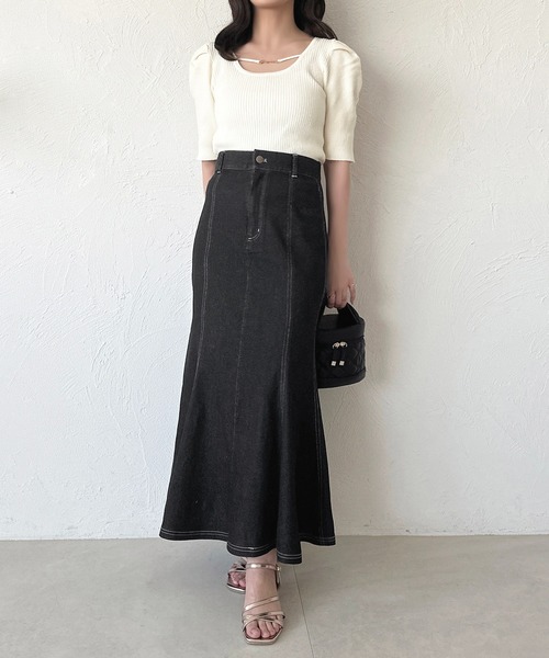 apres jour（アプレジュール）の「デニムマーメイドスカート（スカート・レディース・ブラック/インディゴブルー・SMALL/LARGE/MEDIUM）」の7枚目の写真