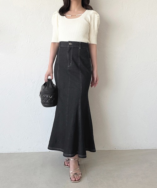 apres jour（アプレジュール）の「デニムマーメイドスカート（スカート・レディース・ブラック/インディゴブルー・SMALL/LARGE/MEDIUM）」の8枚目の写真