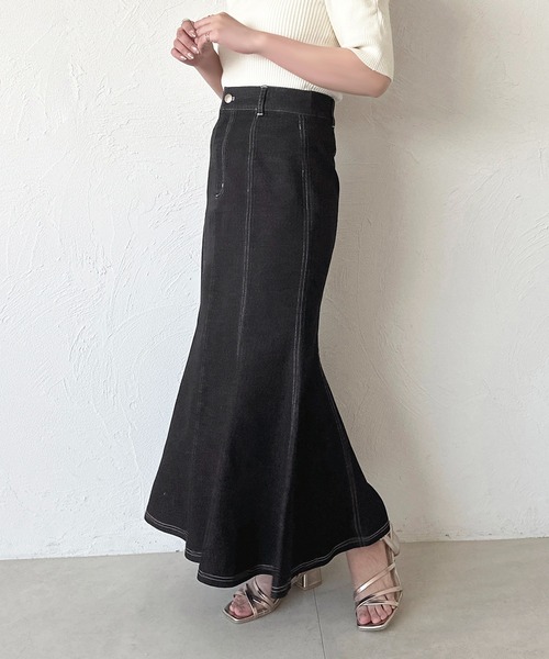 apres jour（アプレジュール）の「デニムマーメイドスカート（スカート・レディース・ブラック/インディゴブルー・SMALL/LARGE/MEDIUM）」の4枚目の写真