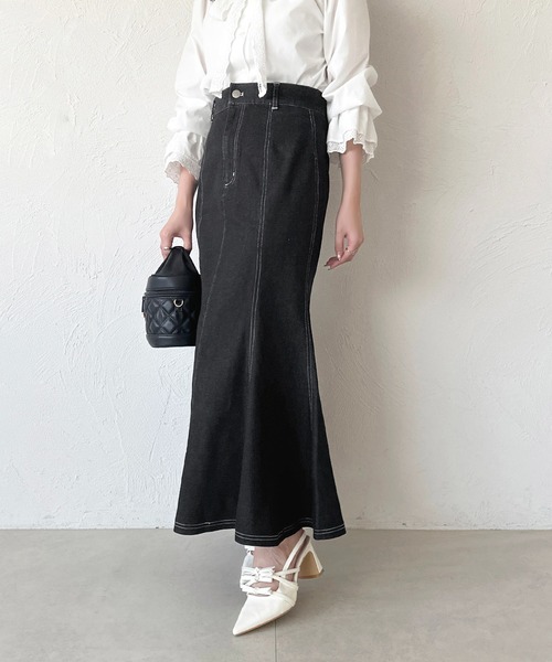 apres jour（アプレジュール）の「デニムマーメイドスカート（スカート・レディース・ブラック/インディゴブルー・SMALL/LARGE/MEDIUM）」の10枚目の写真