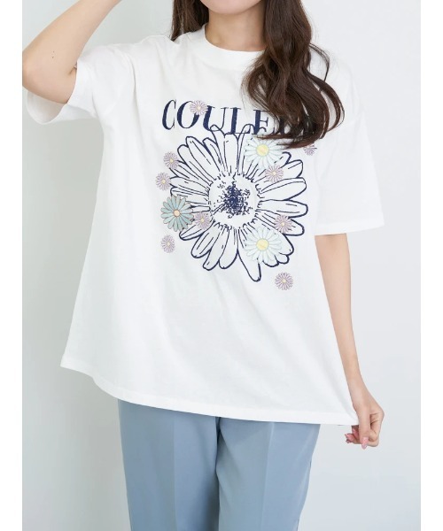 セール】メニーフラワー刺繍Tシャツ（Tシャツ/カットソー