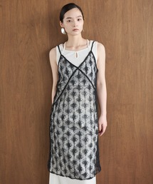 スパンコールシャギーレースミディワンピース