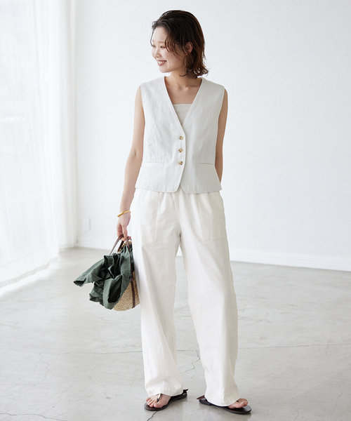 SLOBE IENA（スローブイエナ）の「《追加》リネンレーヨンイージーパンツ（その他パンツ・レディース・ブラック/ホワイト/イエロー・36/38/40）」の11枚目の写真