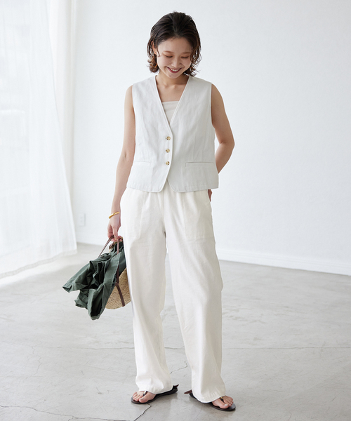 SLOBE IENA（スローブイエナ）の「《追加》リネンレーヨンイージーパンツ（その他パンツ・レディース・ブラック/ホワイト/イエロー・36/38/40）」の12枚目の写真