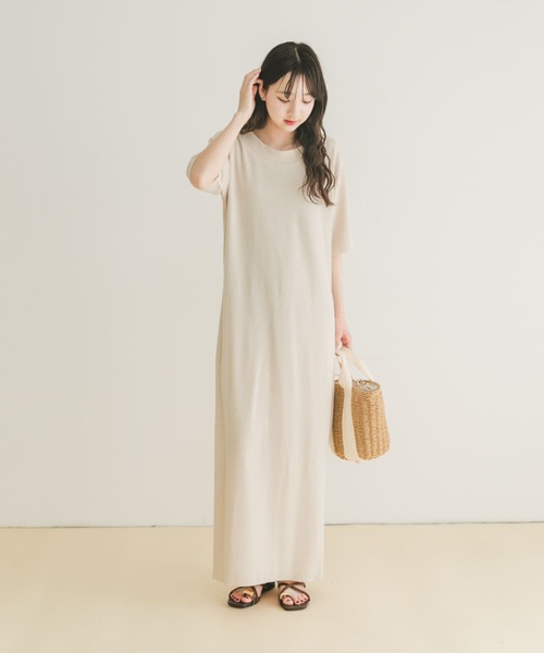 ITEMS URBANRESEARCH（アイテムズ アーバンリサーチ）の「セルフカットTシャツワンピース（ワンピース・レディース・ブラウン/グリーン/ホワイト系その他・FREE）」の7枚目の写真