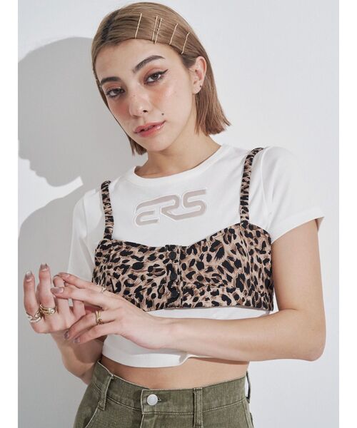 EVRIS（エヴリス）の「ERSカッティングショートTシャツ（Tシャツ/カットソー・レディース・ホワイト/レッド/ブラック・FREE）」の7枚目の写真